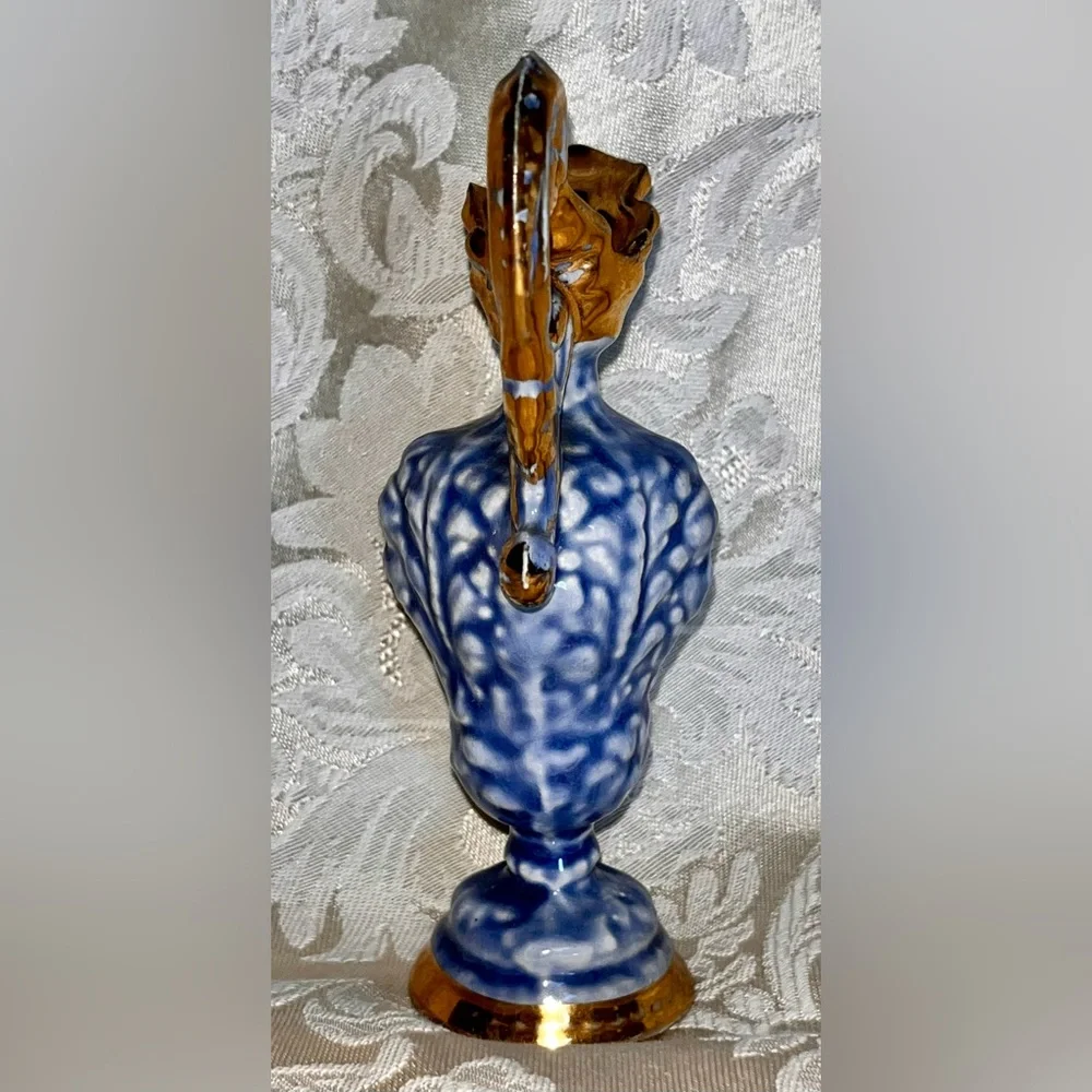 VTG Goldra E. Palestine Blue Gold Ewer Pitcher Mold 422 5.75